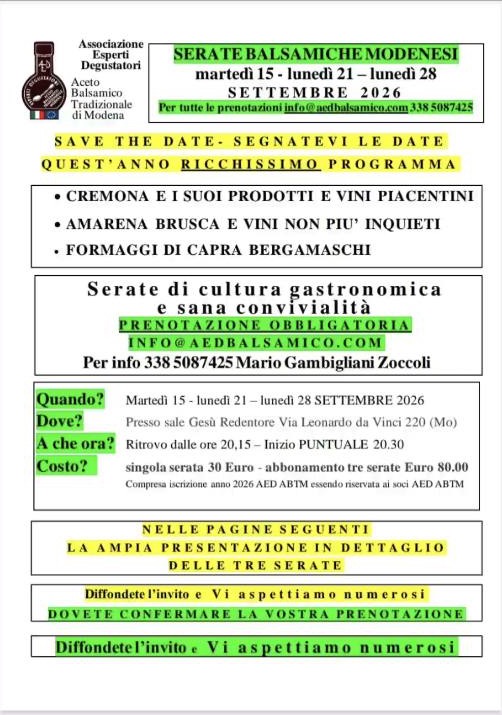 serate balsamiche programma