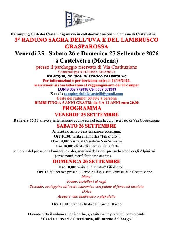 locandina raduno camper castelvetro